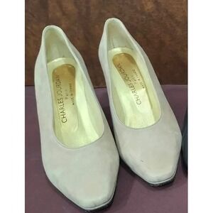 Vintage Charles Jourdan Womens Beige Suede Heels Size 9